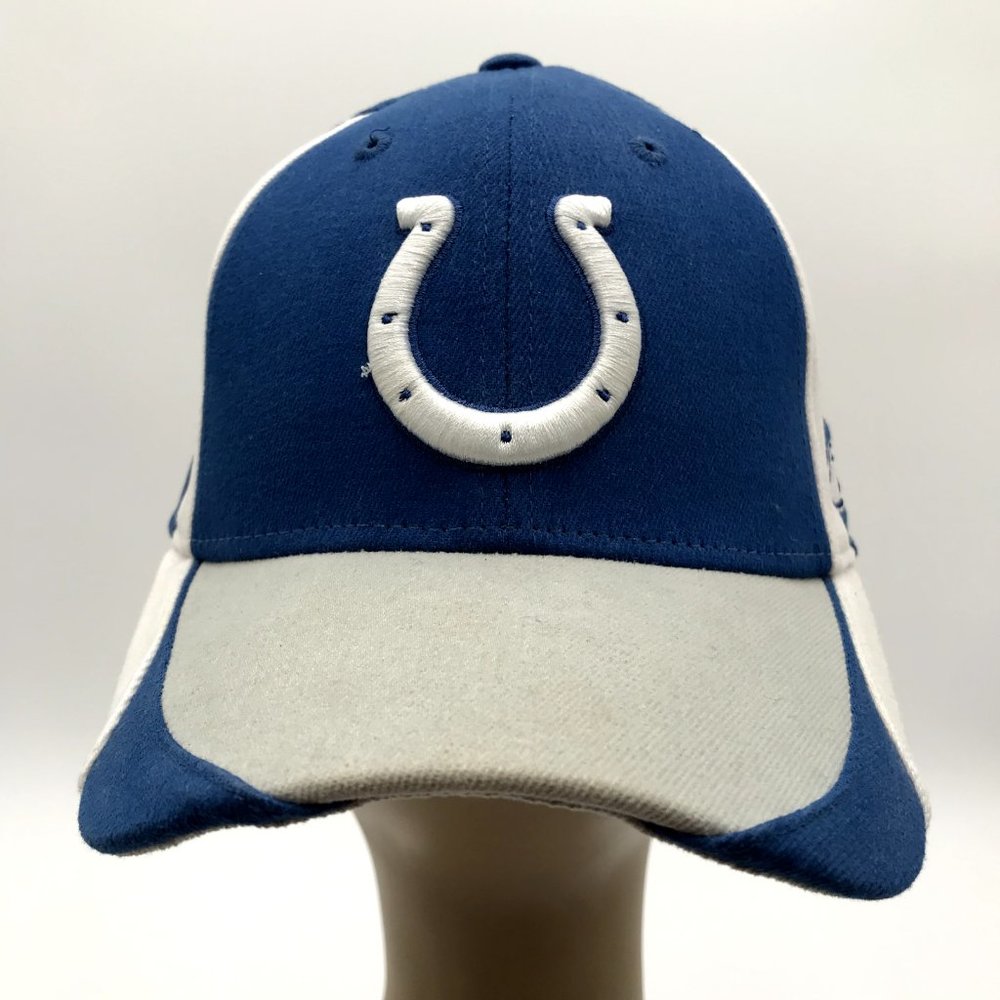 Indianapolis Colts Hat Cap Stretch Fitted L/XL Mens NFL Reebok Blue‎ Gray